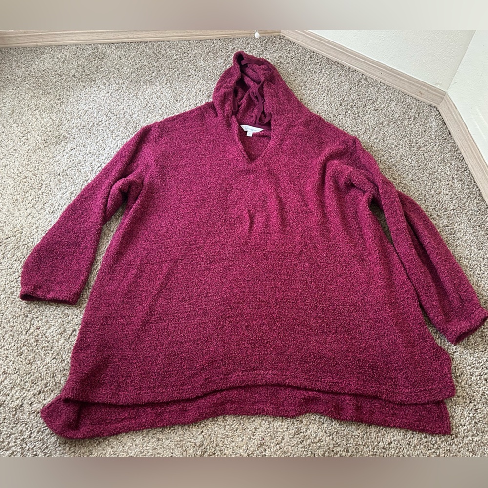 Pajamagram Fleece Hoodie Oversized Drawstring Pullover Deep Pink Women's Size 2X